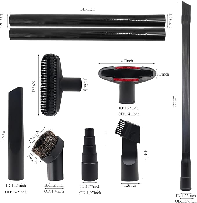 14 Pcs Universal Vacuum Attachments for Shop Vac Accessories, 1 1/4" to 2 1/2" Hose Adapter, 1" to 1 7/8" Vacuum Cleaning Kit Vacuum Extension Wands Accessories