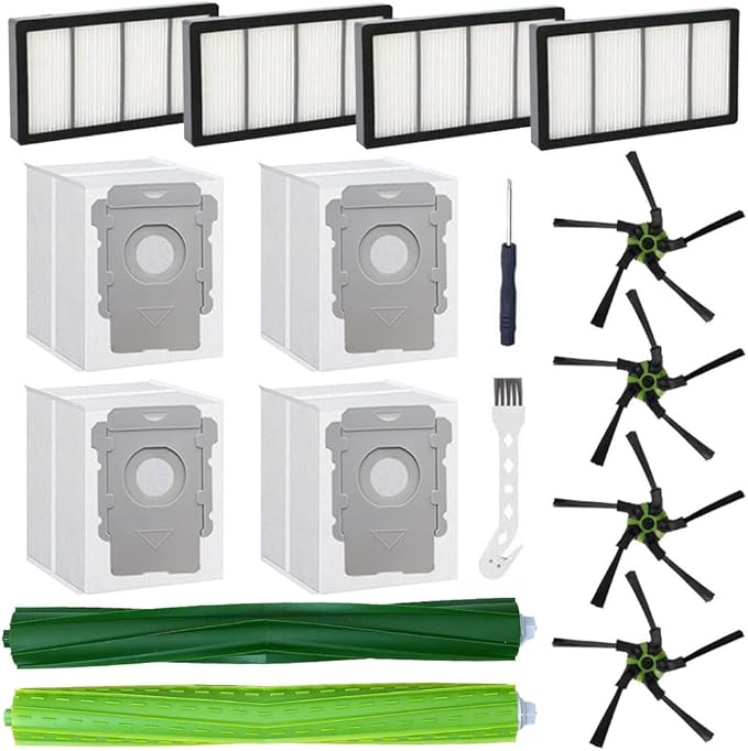 Replacement Parts for iRobot Roomba s9 (9150) s9+ s9 Plus (9550) s Series Vacuum Cleaner, Accessories includes 1 Set of Multi-Surface Rubber Brush,4 Side Brushes,4 Filters,4 Dust Bags
