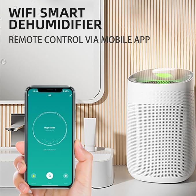 1000ml Dehumidifier w/Air Purifying Function | Wifi App Control Auto Shut Off True HEPA Filter for Bedroom Bathroom