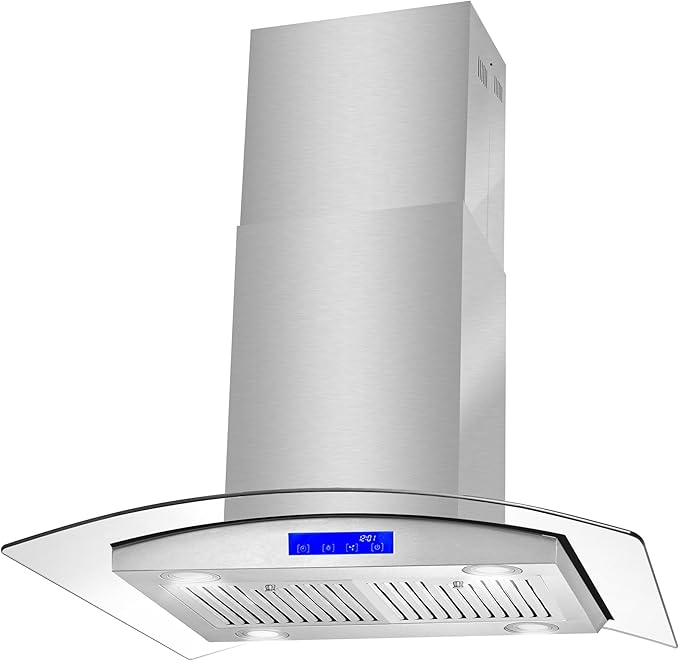 COSMO COS-668ICS750 30 in. Lumin Collection 380 CFM Ducted Island Range Hood, Soft Touch Controls, LED Lights, Stainless Steel