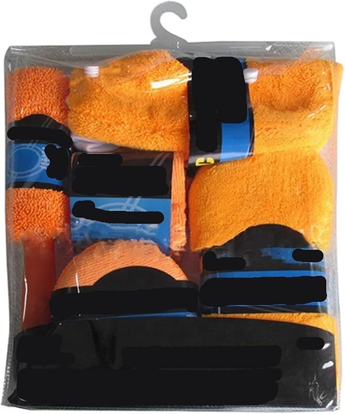 Compatible for 9pcs Car Wash Cleaning Kits Microfiber Towels Blush Sponge Glove Polish Care Applicator Pads Auto Detailing Washing Tools(Yellow)