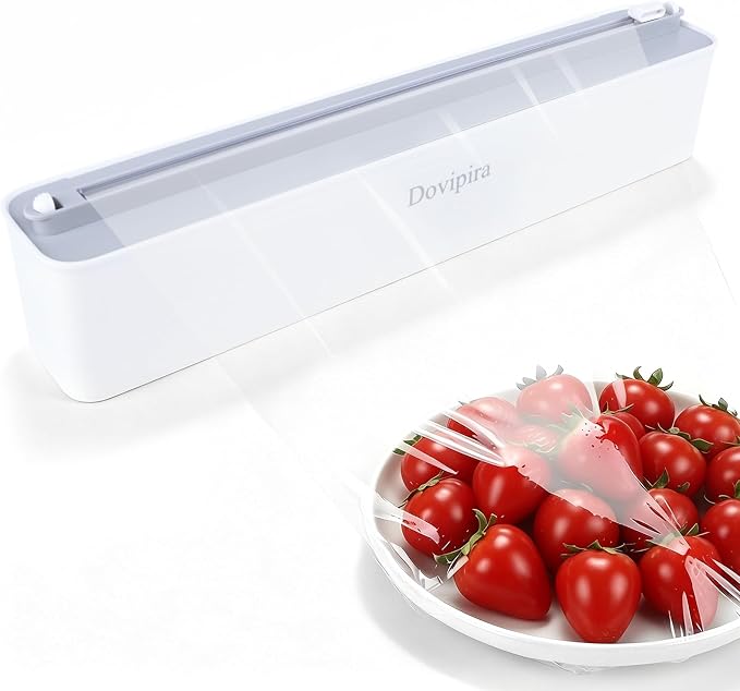 Magnetic Plastic Wrap and Foil Dispenser with Cutter | Magnetic & Adhesive Mounting, Fits for Max 12.8In x 328Ft of Plastic Wrap, 12.8In x 164Ft of Foil & Parchment Paper
