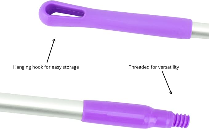 SPARTA Adjustable Aluminum Broomstick, 48” Mop and Broom Handle Replacement with Color-Coded System for Environments with Harsh Cleaning Agents, Aluminum, 48 Inches, Purple, (Pack of 12)