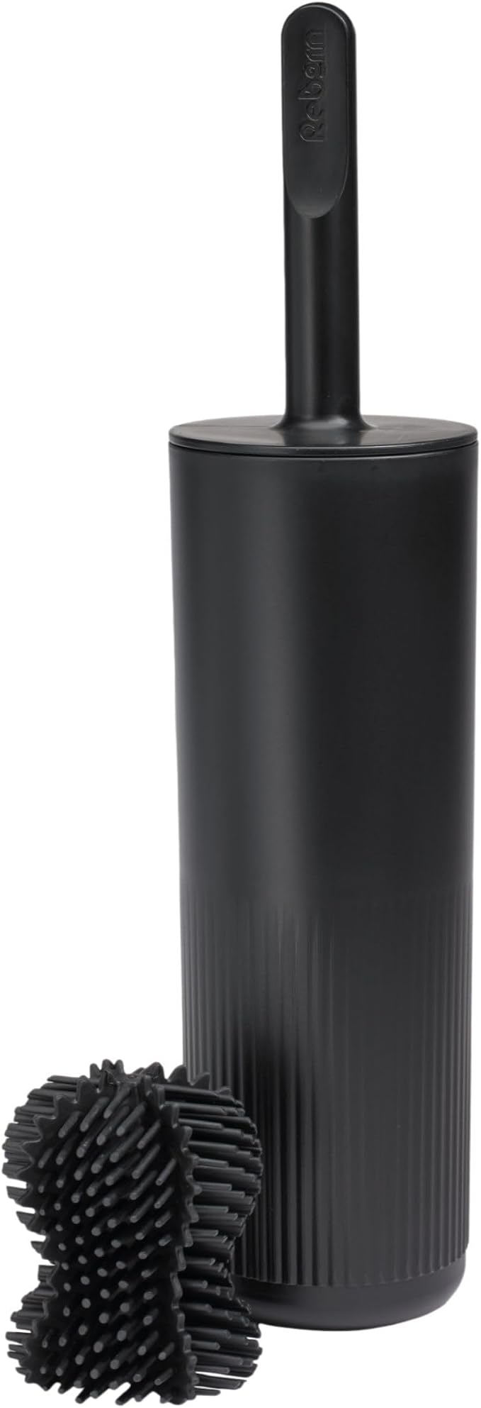 ReBorn Recycled Toilet Brush - Bathroom Toilet Bowl Brush & Holder - Anti Drip 360° Hourglass Brush Head - Closed Fit Storage Cover - Replaceable Heads - Made in Britain (Graphite Black)
