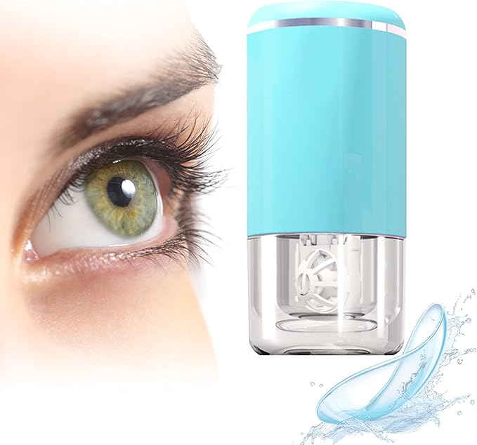 Ultrasonic Contact Lens Cleaner, Intelligent Cleaning Machine for Soft and Contact Lenses, Blue