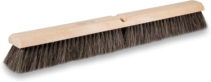 Wide Block Horsehair Broom, Concrete, 24 Inch, Natural Horsehair, Wide Wood Block, Brush, Assembled in USA, 6442