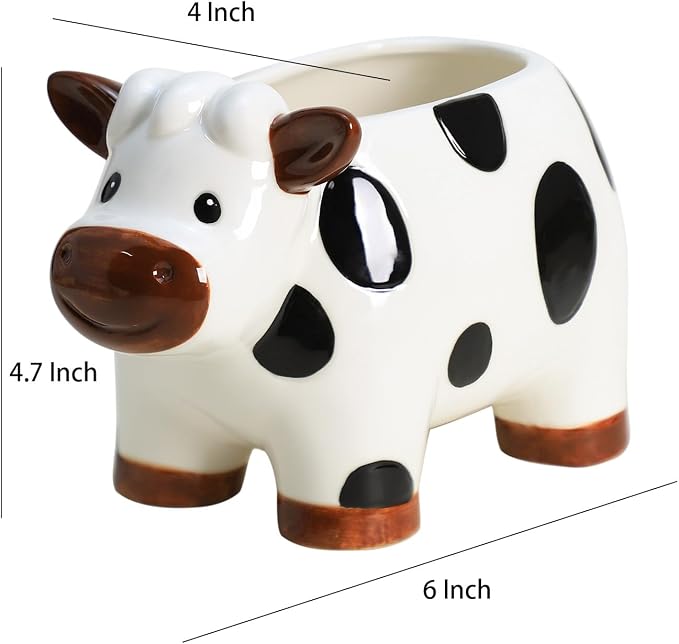 Ceramic Cartoon Cow Shape Sponge Holder for Kitchen Sink, Compact Sink Caddy Organizer, Sccouring Pad and Dish Sponge Holder