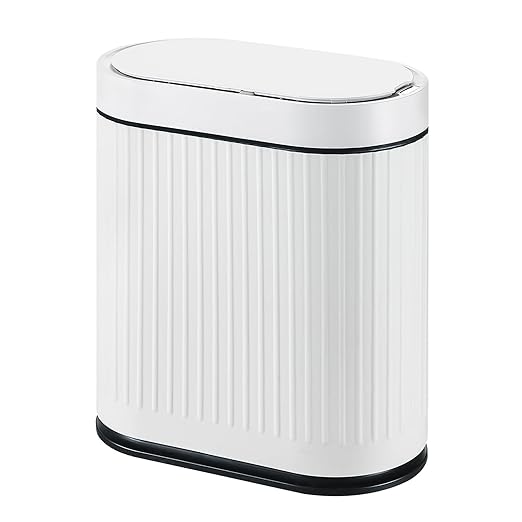 SYNCVIBE Bathroom Sensor Trash Can with Lid Automatic 2 Gallon Smart Garbage Can Bathroom Decor, 7.5 Liter Small Trash Bin, Motion Sensor Waterproof Wastebasket for Office, Bedroom, White Black