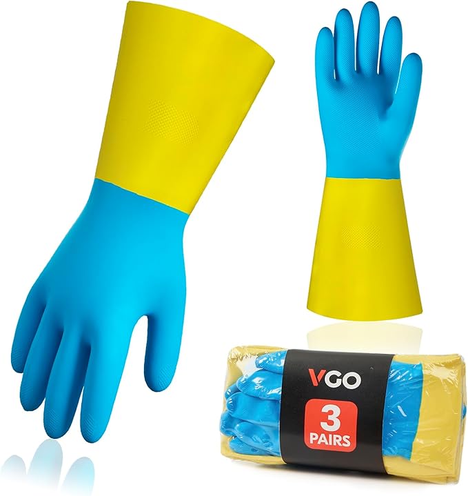 Vgo... Cleaning Gloves,Dishwashing,Kitchen,Heavy Duty,Reusable