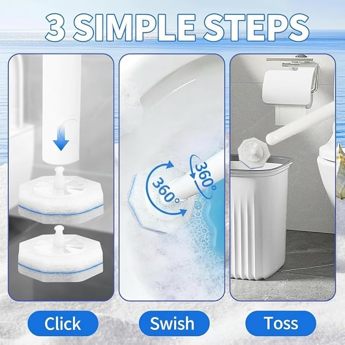 60 Count Toilet Wand Refills for Clorox,4X Cleaning Power Toilet Bowl Cleaner Refill Pads,Disposable Toilet Brush Scrubber Refills for Bathroom Cleaning,No Falling Apart