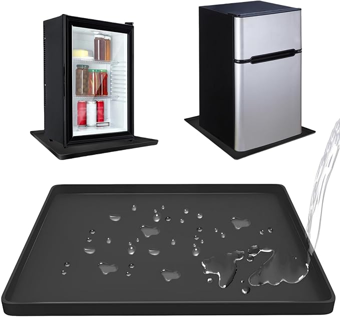 Mini Fridge Silicone Mat 20'' x 20'' Under Refrigerator Mat Mini Fridge Drip Tray Reusable Floor Protection, Non-Slip Mini Refrigerator Carpets for Fridge, Washing Machine, Dishwashers