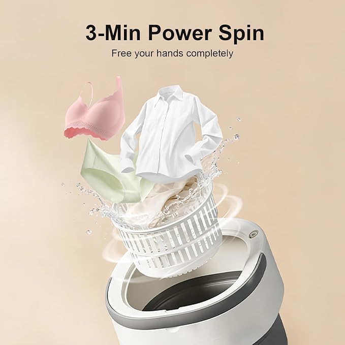 Portable Washing Machine - 22L Mini Foldable Washer with Spin Basket, 3 Cleaning Modes & Deep Cleaning for Small Clothes, Collapsible Laundry for Apartment, Home, Hotel and Travel (Gray)