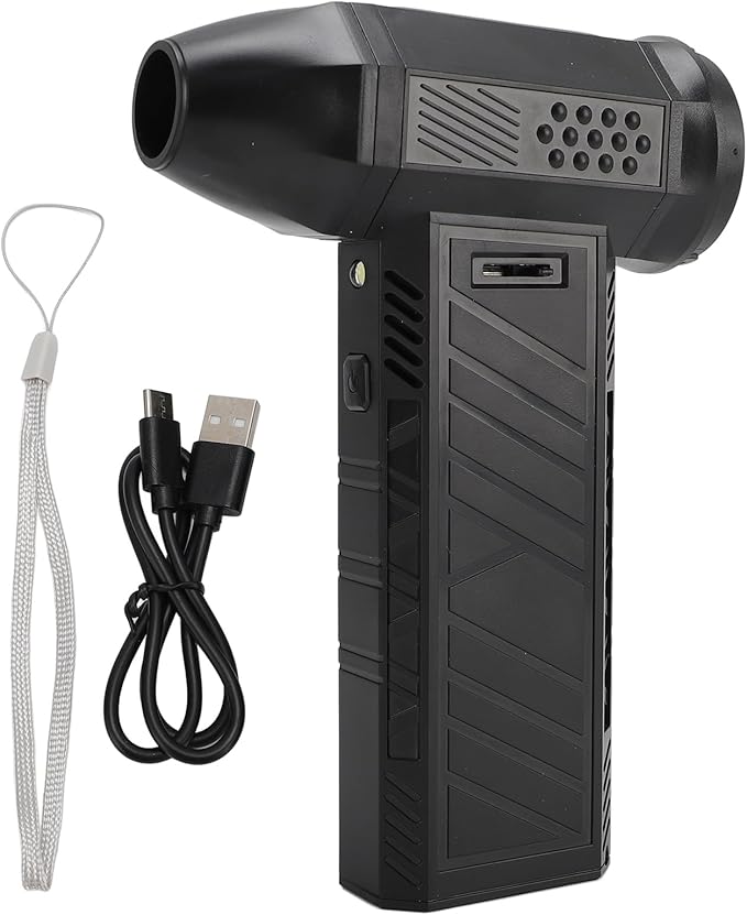 Compressed Air Duster, 130000RPM Stepless Speed Adjustable Brushless Motor Electric Air Blower with LED Light Type C QC15W Quick Charging Cordless Cleaner for Keyboard Car Outdoor