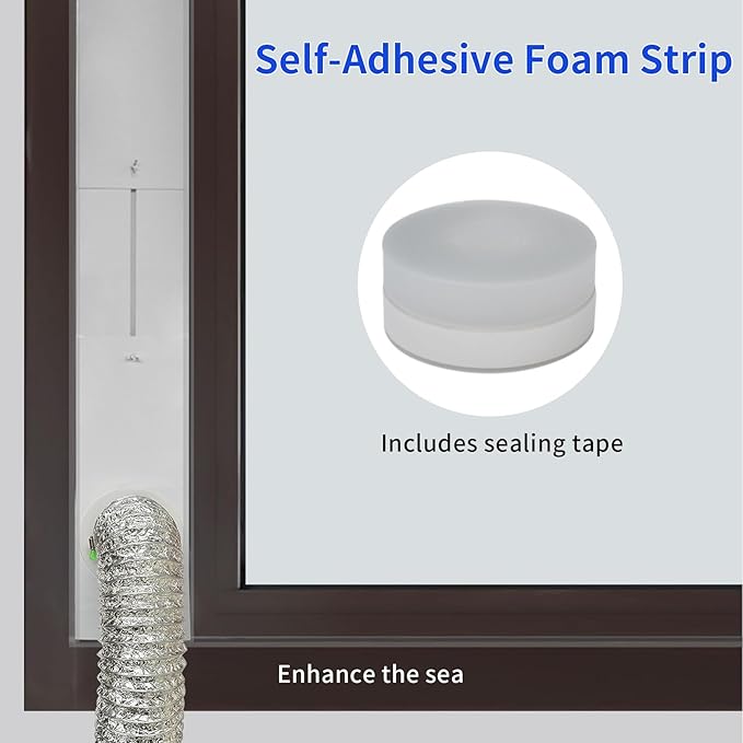 Dryer Vent Window Kit for 4" Diameter Dryer Vent Hose,Adjustable Window Vent Kit for Sliding and Hung Windows, Includes Insulating Foam Seal Tape.