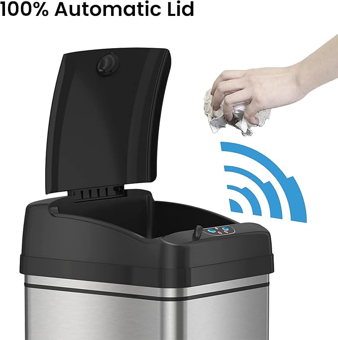iTouchless 13 Gallon and 2.5 Gallon Automatic Touchless Sensor Kitchen Cans with Odor Control System, Stainless Steel, Includes 5 Filters (CDZT02CF03)