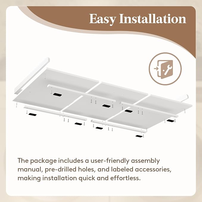 Lifewit Washer Dryer Countertop, Melamine Covers with Edge Rails for The Top, Laundry Room Storage and Organization, Spice Type, Hold 200lbs, White, 54" x 27.5"
