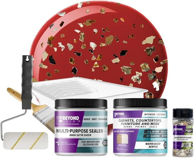 Beyond Paint Oxford Bronze Flecks Countertop Makeover Kit with Paint, Sealer, Flecks, and Tools for Countertops, Poppy