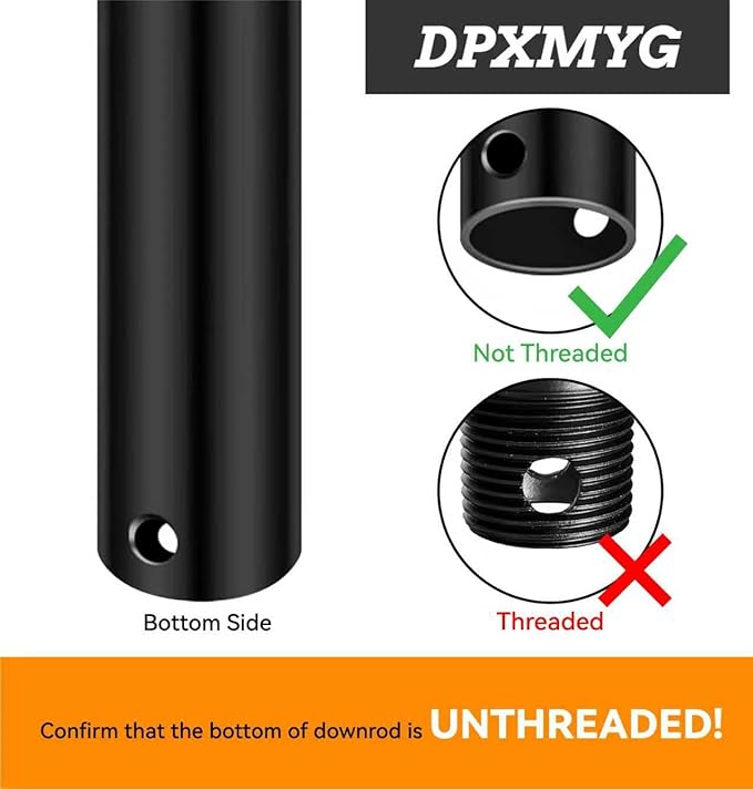 84 inch Ceiling Fan Downrod, 7 FT Black Downrod for Ceiling Fan, 1 inch Outside Diameter, Boom Suitable for a Wide Range of Fans (Black, Not Threaded)