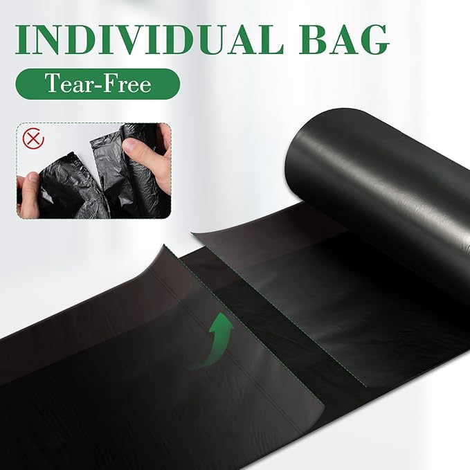 500 Counts 4 Gallon Trash Bag Drawstring Small Trash Bags, Thick Pre-separated Garbage Bags, Trash Bin Liners, Suitable for bathroom, kitchen, bedroom, office (Black)