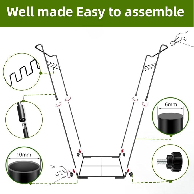 Garden Trash Bag Holder - Outdoor Leaf Bag Support Stand Multi-Use Metal Garbage Bag Holder Frame Holds 30-45 Gallons Bag for Leaves, Camping, Yard Weeding, Lawn Party(2PCS)