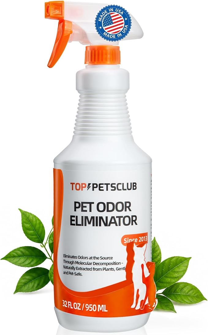 Pet Odor Eliminator for Home and Strong Smells, Plant Based Formula Dog & Cat Urine Odor Eliminator Spray, Pet Stain and Odor Remover for Carpet - 32 OZ Odorless