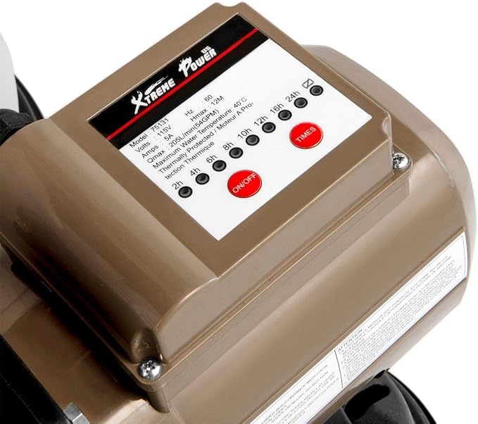 XtremepowerUS 16" Sand Filter Pump for Above Ground Swimming Pool, 3/4 HP Pool Pump Programmable Timer High-Flow 3,100 GPH for Pool up to 15,000 Gallons Set Improved Circulation and Filtration