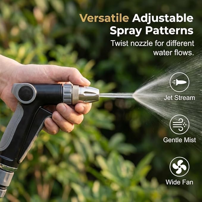 2026 New Turn Any Hose into a High Pressure Water Cleaning Jet,Heavy Duty Garden Hose Nozzle,Multi Function Lawn & Garden Watering Sprayer,Spray Nozzles for Cleaning Yard Pets Car