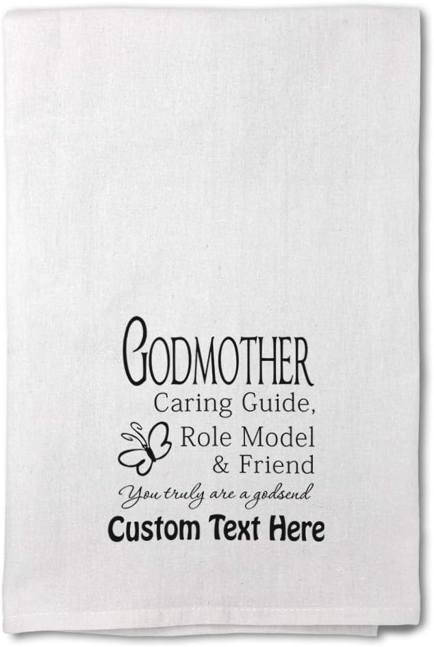 Style In Print Custom Decor Flour Kitchen Towels Godmother Caring Guide Role Model & Friend Family Family & Friends Godmother Cleaning Supplies Dish Towels Personalized Text Here