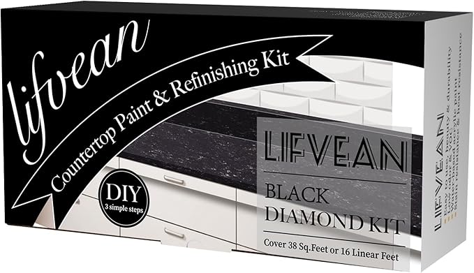 Granite Countertop Paint Kit - Black Diamond Counter Top Refinishing Kit DIY Countertop Resurface Kit Works on Kitchen Bathroom