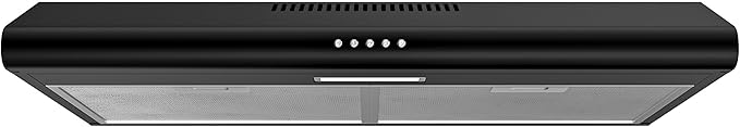 FIREGAS Under Cabinet Range Hood 30 Inch Black, Ducted/Ductless Convertible Kitchen Vent Hood with 250 CFM, 3-Speed Fan & LED Lights for Stove Ventilation