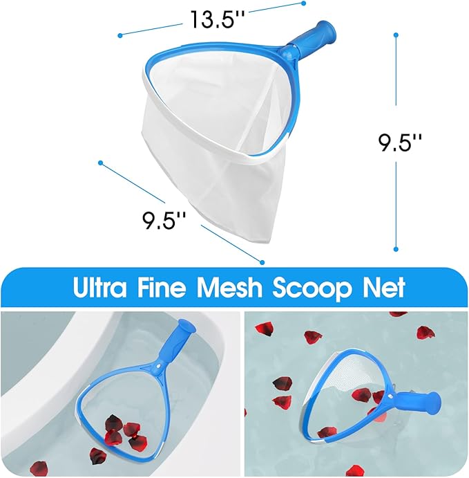 TidyMister 5-in-1 Spa Cleaning Set - Hot Tub Small Pools Maintenance Accessories Kit - Skimmer Net, Round Brush, 2ft Pole, Scrub Glove and Scum Absorber