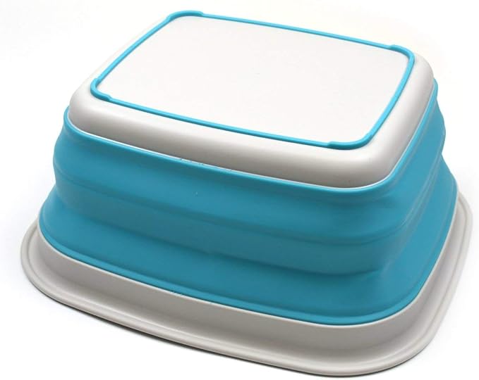 SAMMART 7.7L (2 Gallon) Collapsible Tub - Foldable Dish Tub - Portable Washing Basin - Space Saving Plastic Washtub (Bright Blue, S)