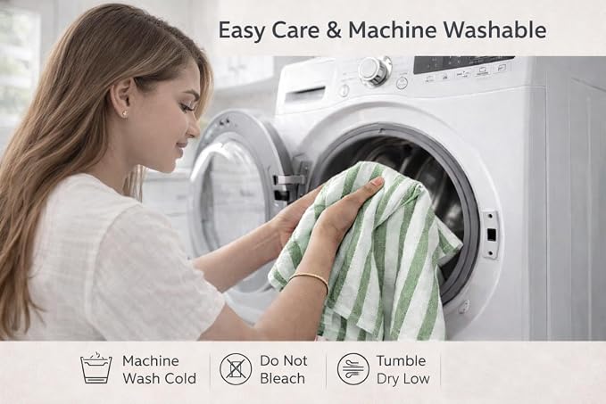 Pack of 6 Cotton Kitchen Towels Set, Dish Towels, Cleaning Rags, Kitchen Dish Cloths for Washing Dishes, Cotton Cleaning Cloths, Ultra Soft, Lightweight & Quick Dry, Slub Weave, 28" x 18" (Olive)