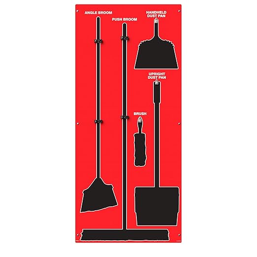 Clean & Sweep 5S Shadow Board/Wall Mount Broom Holder, 68" x 30" Board, 5S Cleaning Station - Board Only, Tools Sold Separately, Made in The USA by AccuformNMC, Red/Black, PSB714RDBK