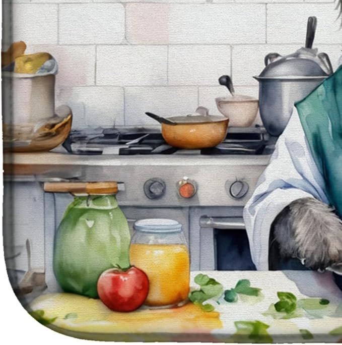 Caroline's Treasures DAC6268DDM Irish Wolfhound The Chef Dish Drying Mat Absorbent Dish Drying Mat Pad for Kitchen Counter Dish Drainer Mat for Countertop, 14 x 21", Multicolor