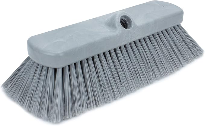 SPARTA 41278EC23 Flo-Thru Plastic Wall Scrub Brush, Equipment Brush With Soft Nylex Bristles For Industrial Kitchens, Hospitals, Commercial Cleaning, 4 Inches, Gray, (Pack of 12)
