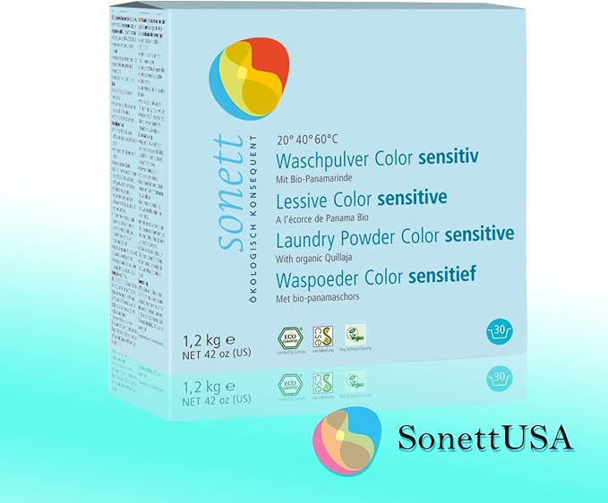Sonett Organic Laundry Powder Color Sensitive for Sensitive Skin For People With Allergies 42 oz (Pack of 4)