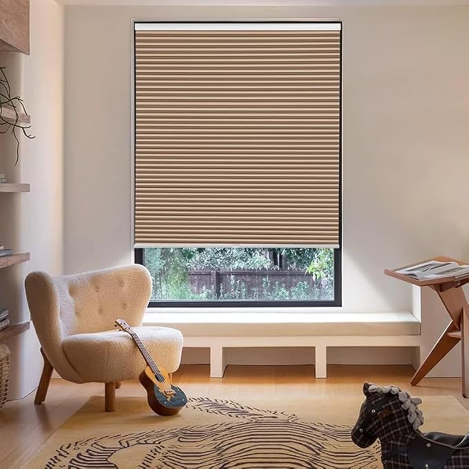 MYshade Cordless Cellular Window Shades No Tools No Drill Blackout Blinds for Indoor Windows Size 24" Wide X 50" Height Light Brown Room Darkening Blinds for Bedroom, Bathroom, Kitchen, Living Room