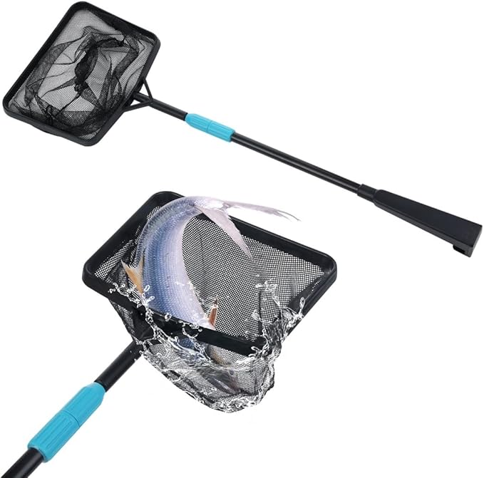 Leaf Skimmer For Pool And Pond, Extendable Pole With Fine Mesh Net, Large-Capacity Bag For Debris Collection