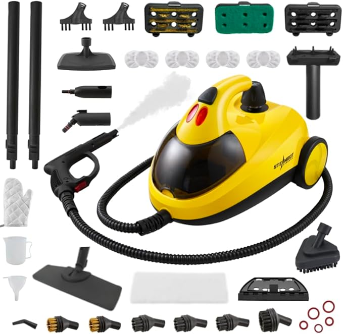 STEAMBOT 34-in-1 Steam Cleaner mop for Home & Car, 2L Water Tank, 4.3ft Hose, Deep Steam Cleaning for Floors, Tiles, Grout, Windows, Kitchen, Living Room – Multi-Surface Steamer