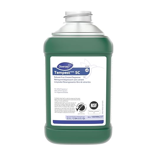 Diversey 100986237 Tempest SC Solvent Free Cleaner Degreaser, Commercial Alkaline NSF Grease & Soil Remover, J-Fill Concentrate, 2.5-Liter