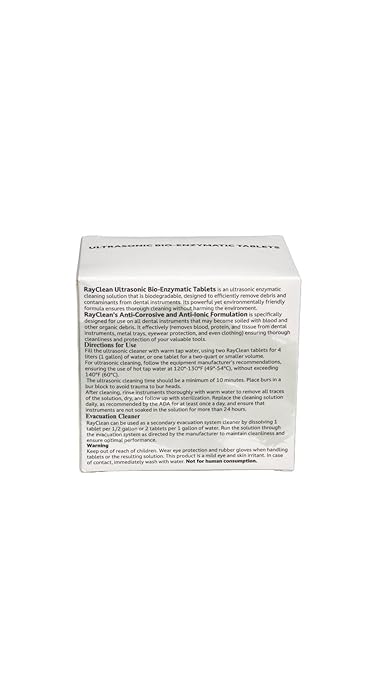 RayClean Dental Ultrasonic Cleaning Tablets – Instrument Cleaner for Dental Labs & Clinics – 64 Tablets