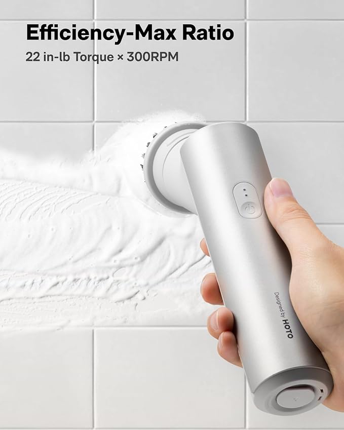 HOTO 9 Pcs Replacement Pads + HOTO Handheld Short-Handle Electric Spin Scrubber