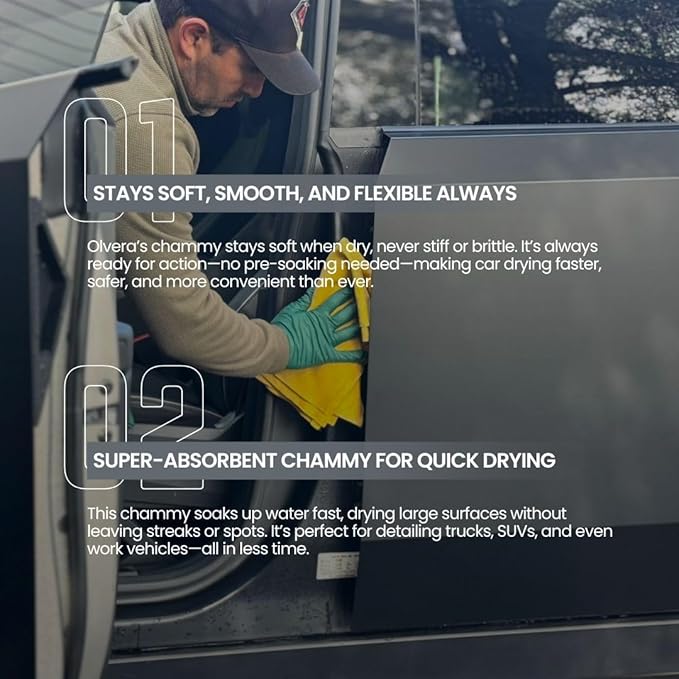Drying Chammy - XL Synthetic Drying Cloth (29x23.6) - Super Absorbent, Lint Free, and Soft Chamois Towel for Cars, Trucks, Boats & Home. Reusable Commercial Grade auto Detailing Shammy