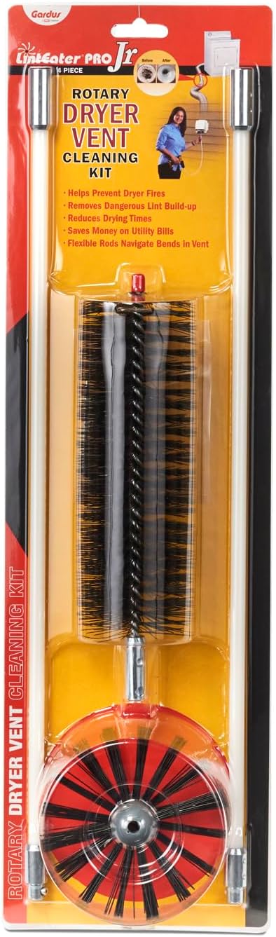 Gardus RJR103 LintEater Junior Pro Rotary Dryer Vent Cleaning System, Removes Lint, Extends Up to 3’