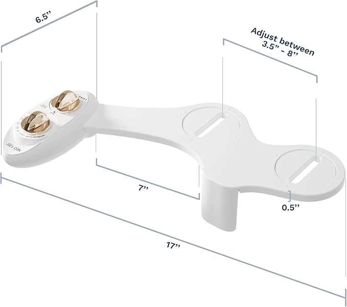 LUXE Bidet NEO 120 - Single Nozzle, Self-Cleaning, Non-Electric Bidet Attachment for Toilet Seat, Adjustable Water Pressure, Rear Wash (Gold)