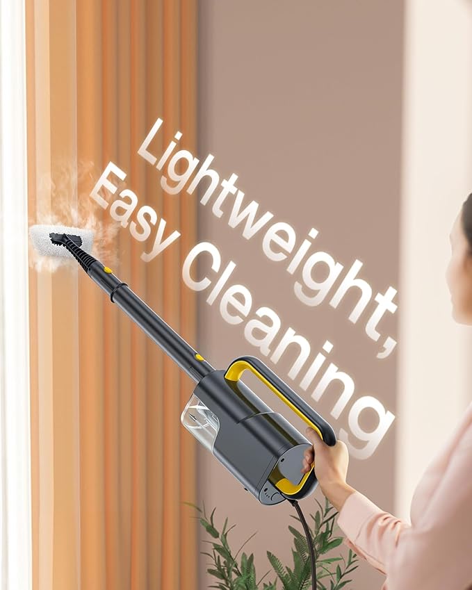 10-in-1 Steam Mop with Detachable Handheld Steamer, 350ml Tank, 10s Heat-Up, 248°F Steam Cleaner, 2-Level Control and Swivel Head for Floors, Carpets, Tiles, BBQ grill Multi-Surface Dark Grey
