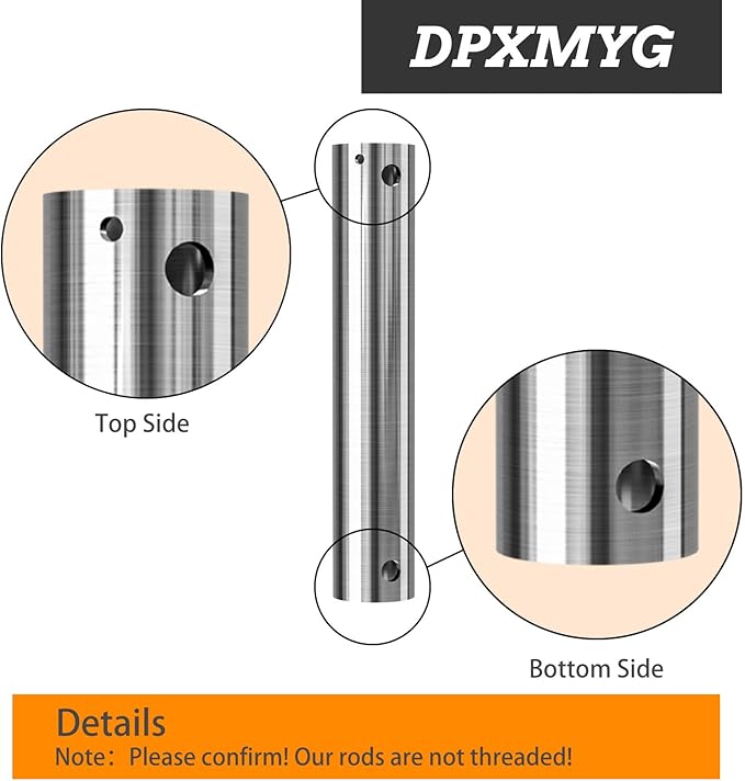 24 inch Ceiling Fan Downrod, 2 FT Nickel Downrod for Ceiling Fan, 1 inch Outside Diameter, Boom Suitable for a Wide Range of Fans (Nickel, Not Threaded)