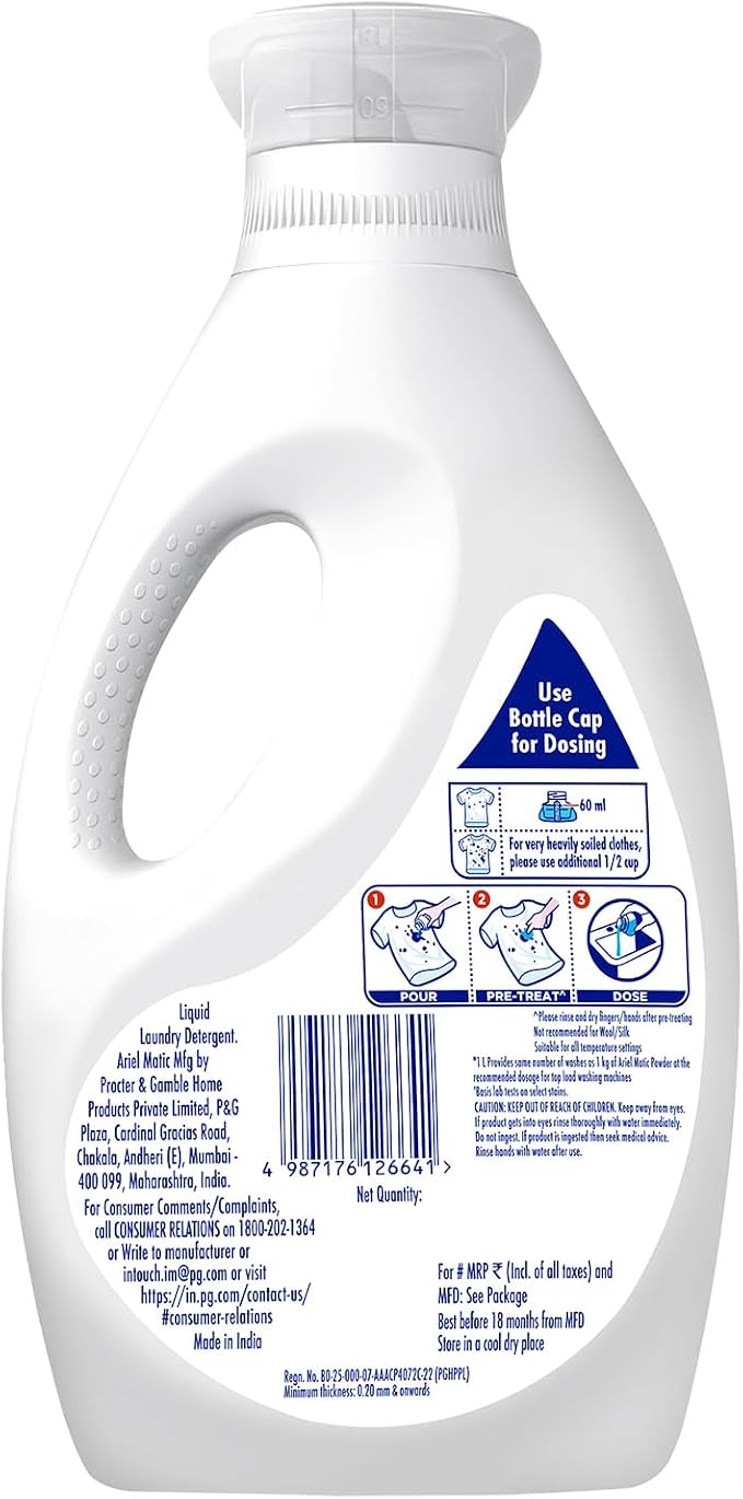 Ariel Matic Liquid Detergent, Top Load, 1 Litre