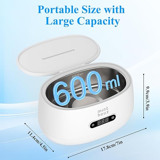 Minthouz Ultrasonic Jewelry Cleaner Machine with 5 Cleaning Modes, 40kHz Professional Sterling Silver Sonic Cleaner for Jewelry, Watch Strap, Eyeglass, Ring, Dentures Cleaning